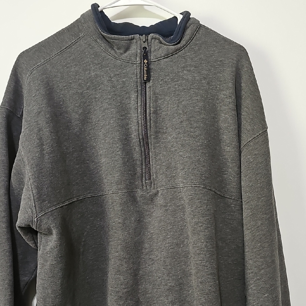 Columbia Gray Zip Up Sweater with Stand-Up Collar